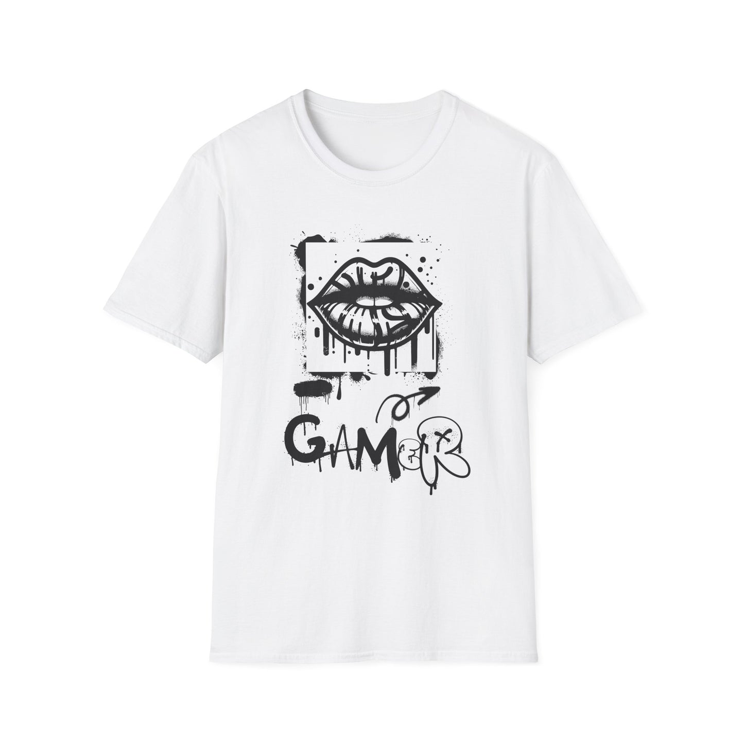 Urban Gamer Softstyle T-Shirt with Graffiti Lip Design