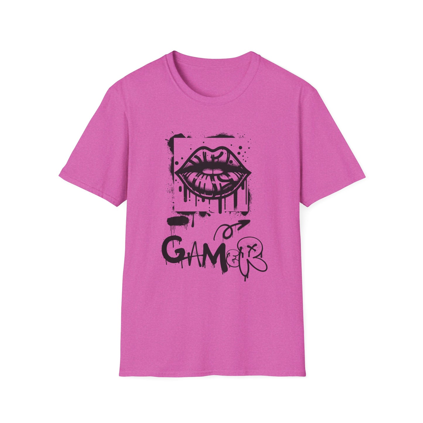 Urban Gamer Softstyle T-Shirt with Graffiti Lip Design